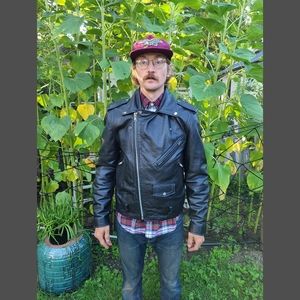 FMC black leather rebel jacket size 40